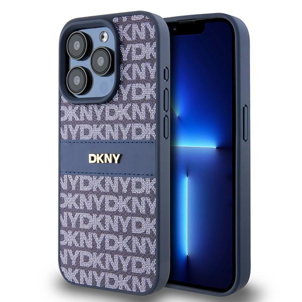 DKNY nak�adka niebieska HC PU repeat texture pattern w tonal stripe Apple iPhone 15 Pro