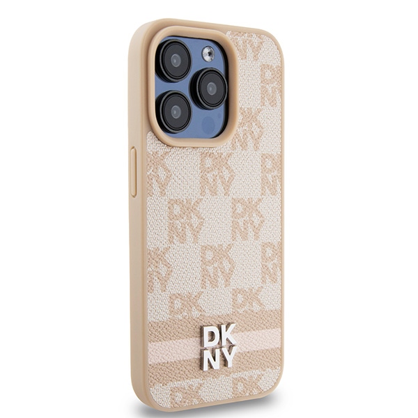 DKNY nak�adka r�owa HC PU checkered pattern w printed stripes Apple iPhone 15 Pro / 4