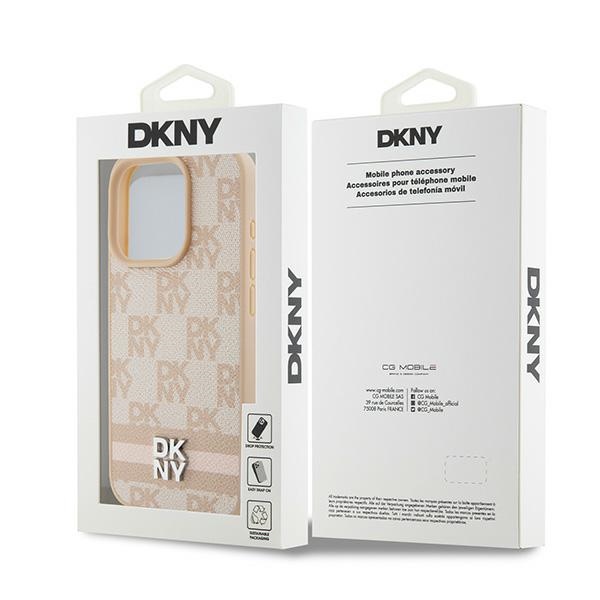 DKNY nak�adka r�owa HC PU checkered pattern w printed stripes Apple iPhone 15 Pro / 8