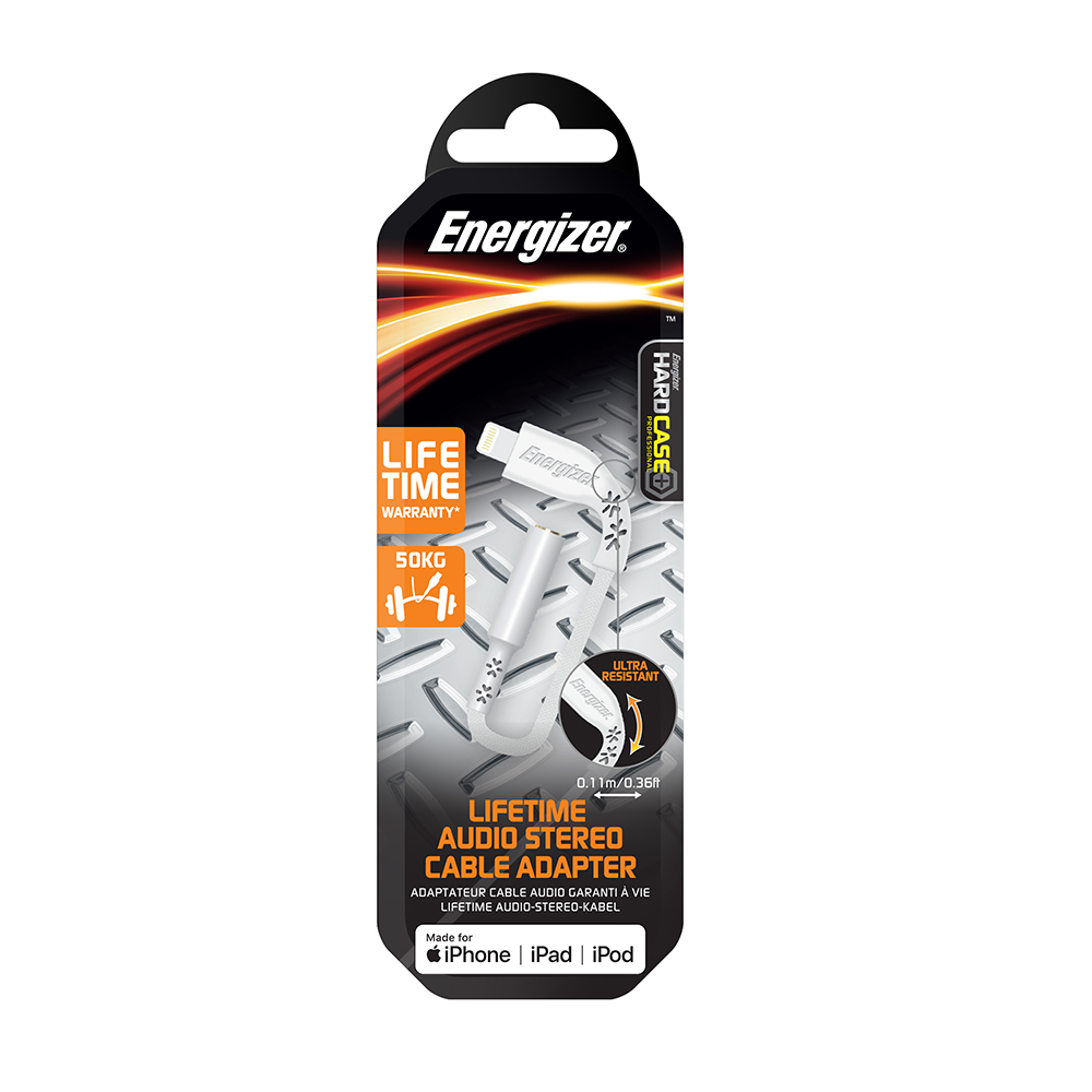 Energizer Hardcase Adapter audio 8-pin/jack 3,5 bia�y Lifetime Tinbox 11cm / 3