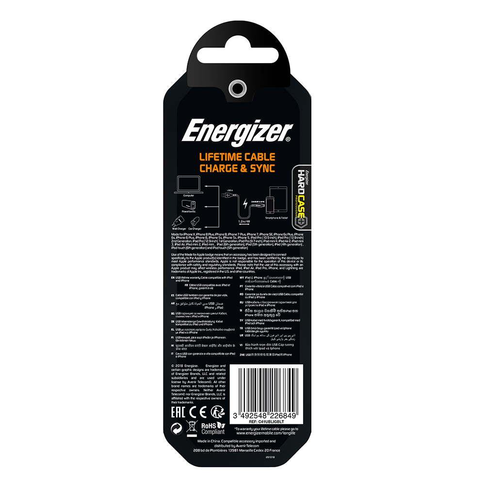 Energizer Hardcase Kabel 8-pin 1,2m niebieski Lifetime Tinbox / 3