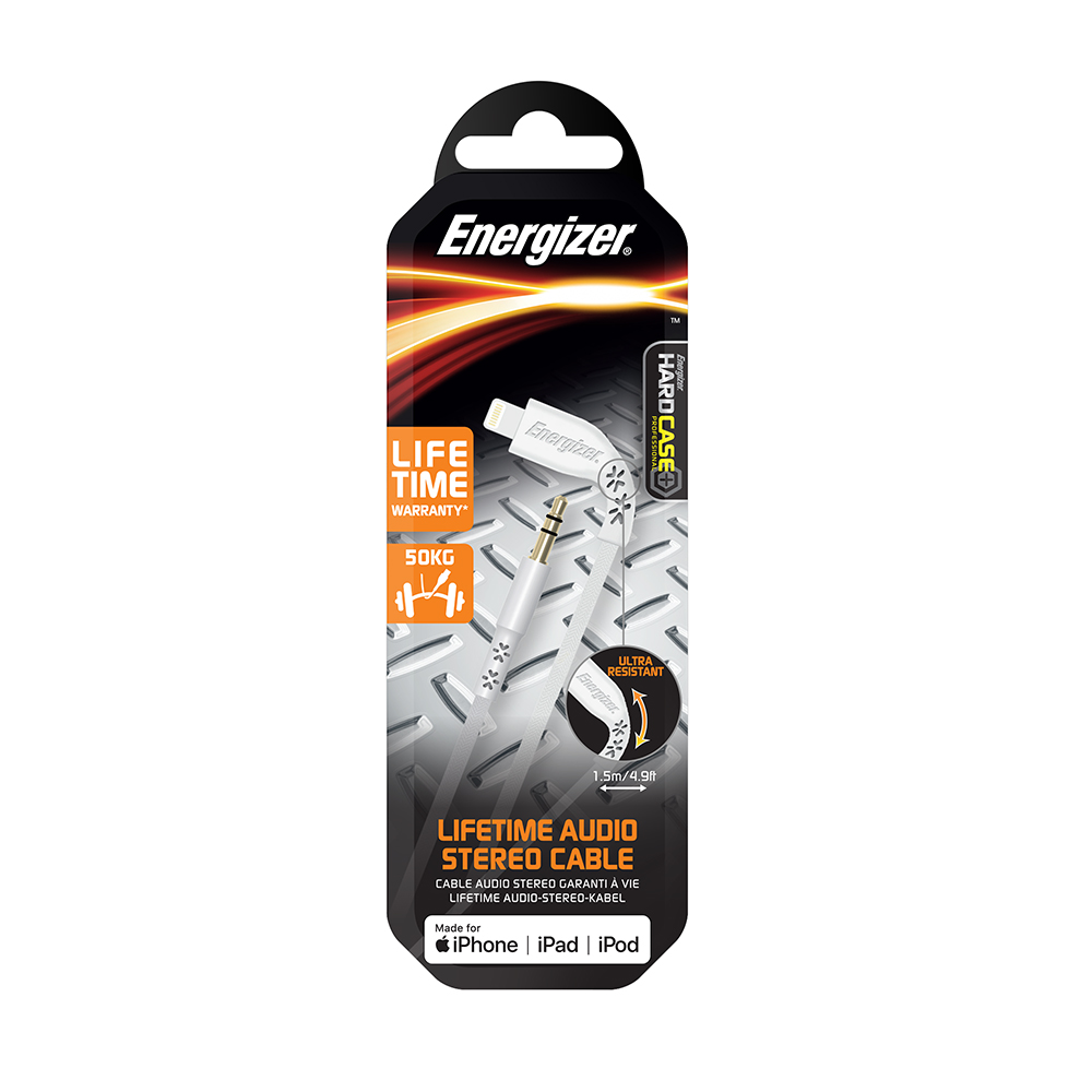 Energizer Hardcase Kabel audio 8-pin/jack 3,5 bia�y Lifetime Tinbox 1,5m / 2