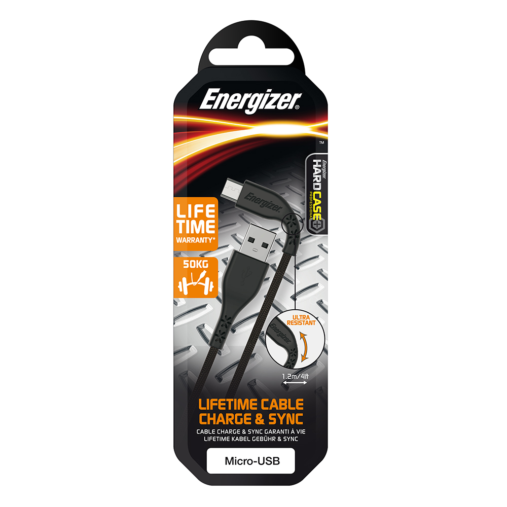 Energizer Hardcase Kabel micro 1,2m czarny Lifetime Tinbox / 8
