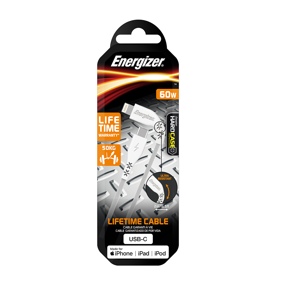 Energizer Hardcase Kabel typ-C/8-pin 2m bia�y Lifetime / 2