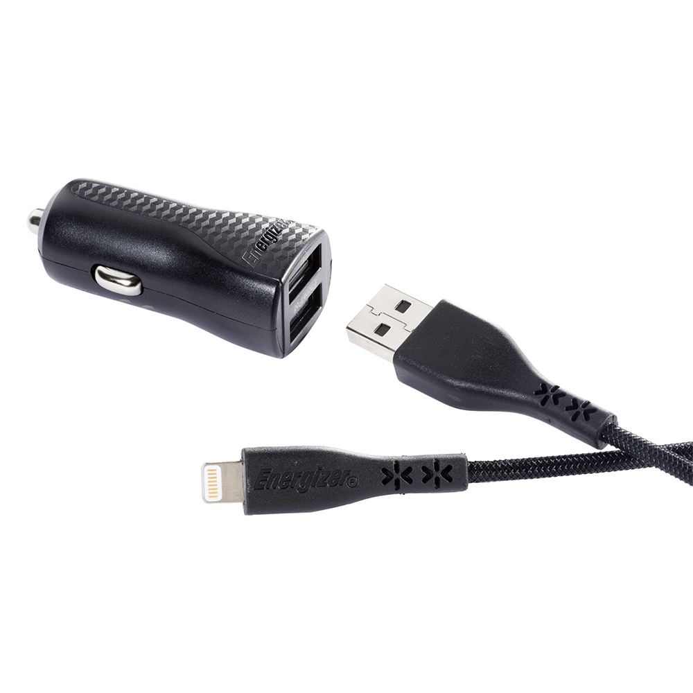 Energizer Hardcase �adowarka samochodowa 2USB 3,4A z kablem 8-pin czarna Lifetime / 3