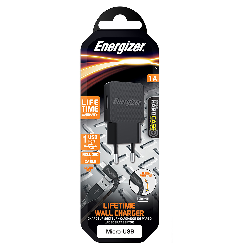 Energizer Hardcase �adowarka sieciowa 1USB 1A z kablem micro czarna Lifetime / 5