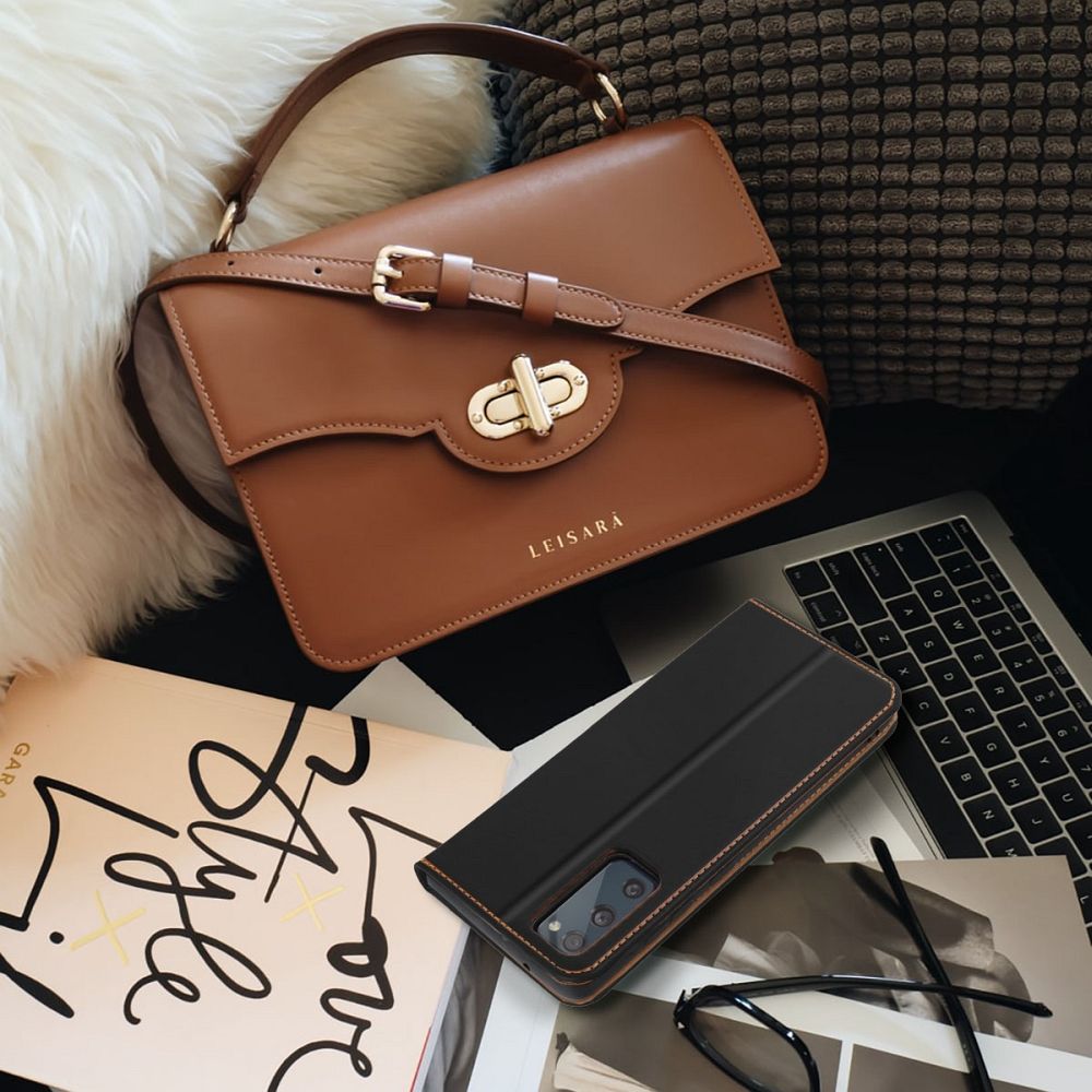 Etui ksi��eczkowe sk�rzane z klap� i kieszonk� na karty czarny Xiaomi Redmi Note 15 5G / 7