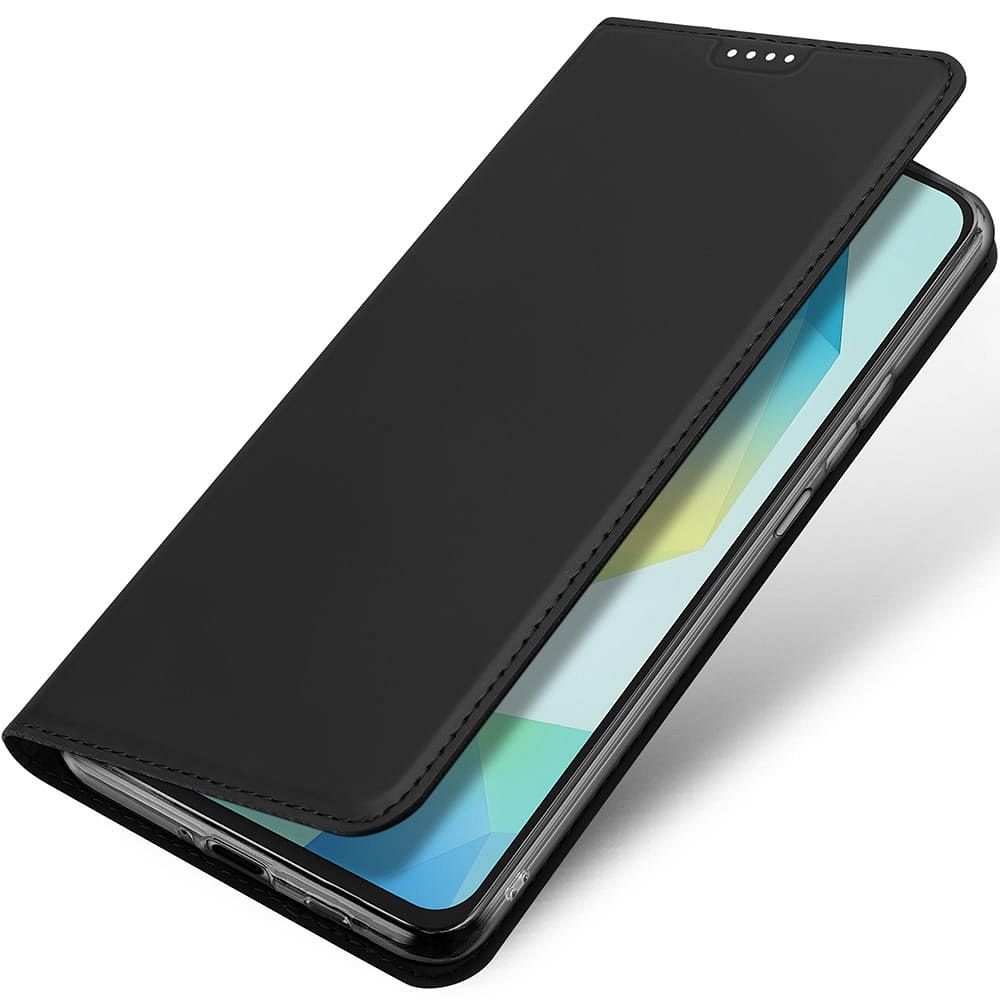 Etui ksi��eczkowe z kieszonk� na karty z podstawk� czarny Samsung Galaxy A17 / 5