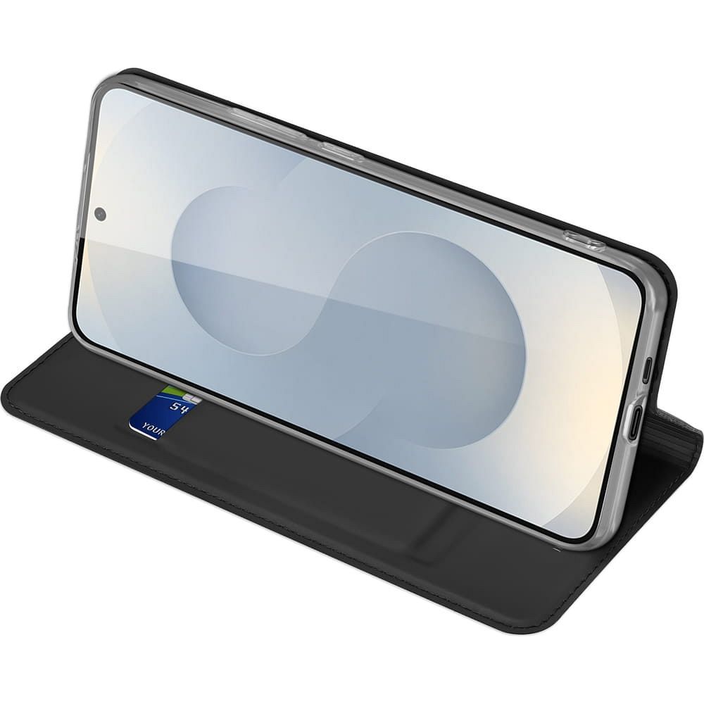 Etui ksi��eczkowe z kieszonk� na karty z podstawk� czarny Samsung Galaxy S25 Edge / 6