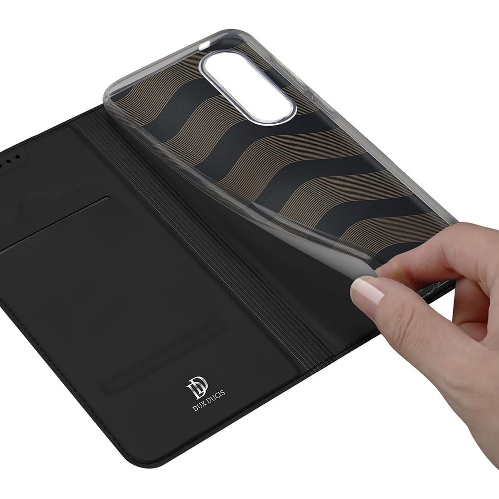 Etui ksi��eczkowe z kieszonk� na karty z podstawk� czarny Samsung Galaxy S25 Edge / 7