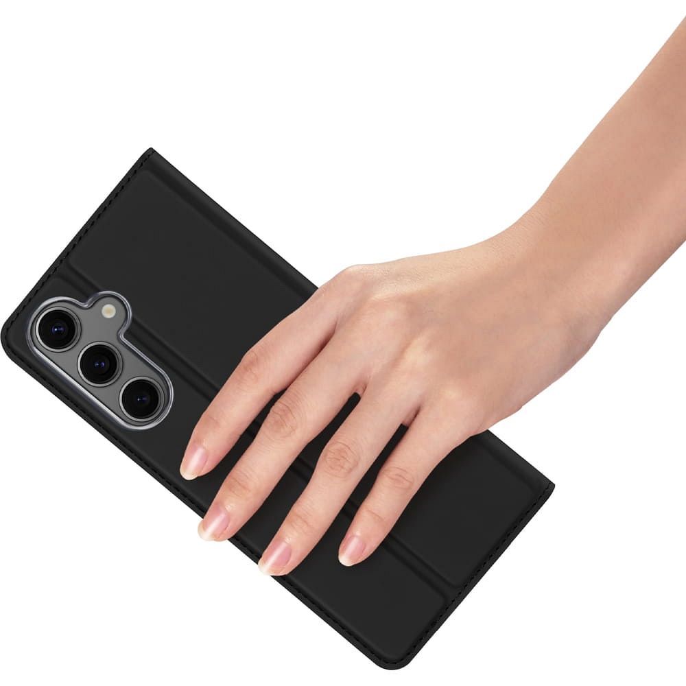 Etui książeczkowe z kieszonką na karty z podstawką czarny Samsung Galaxy S25 Plus / 2 Etui książeczkowe z kieszonką na karty z podstawką czarny Samsung Galaxy S25 Plus / 2