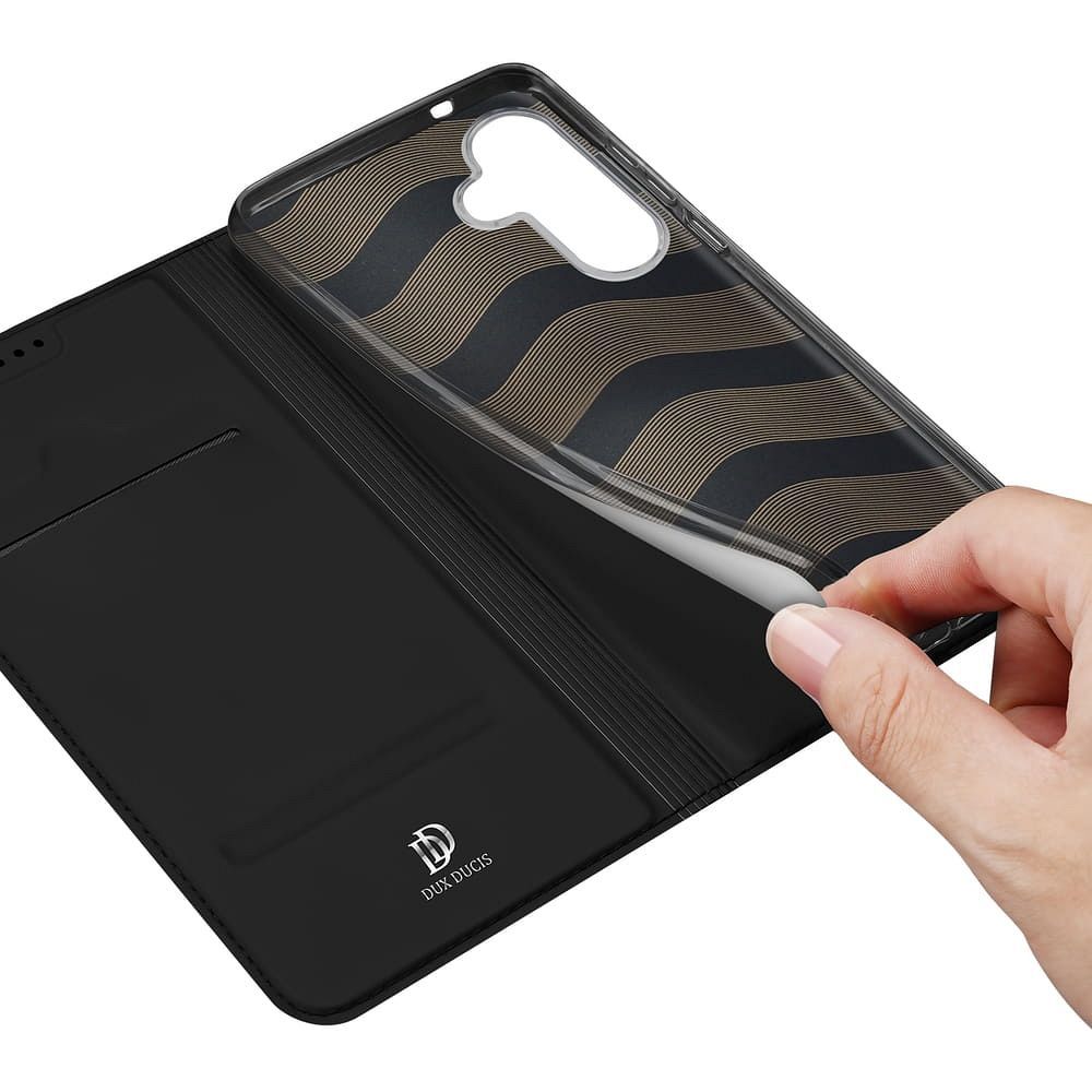 Etui książeczkowe z kieszonką na karty z podstawką czarny Samsung Galaxy S25 Plus / 7 Etui książeczkowe z kieszonką na karty z podstawką czarny Samsung Galaxy S25 Plus / 7