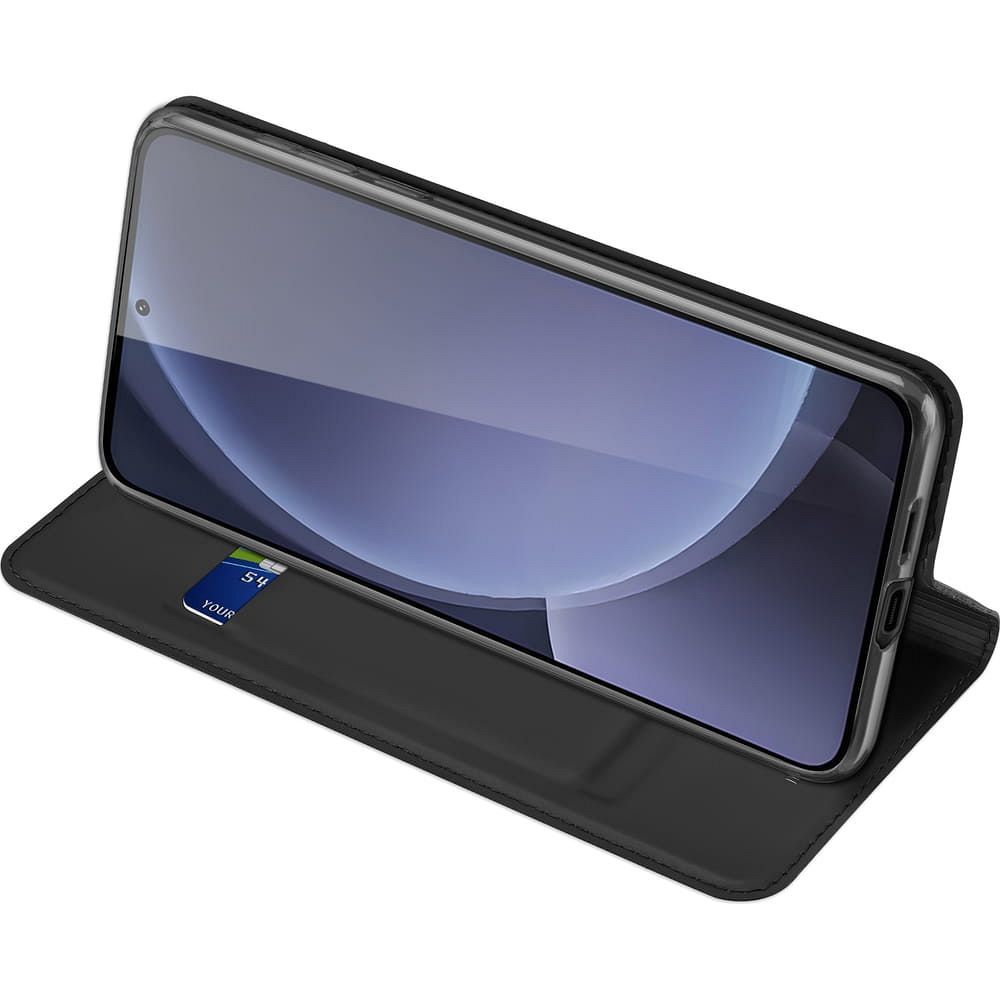Etui książeczkowe z kieszonką na karty z podstawką czarny Samsung Galaxy S25 Plus / 8 Etui książeczkowe z kieszonką na karty z podstawką czarny Samsung Galaxy S25 Plus / 8