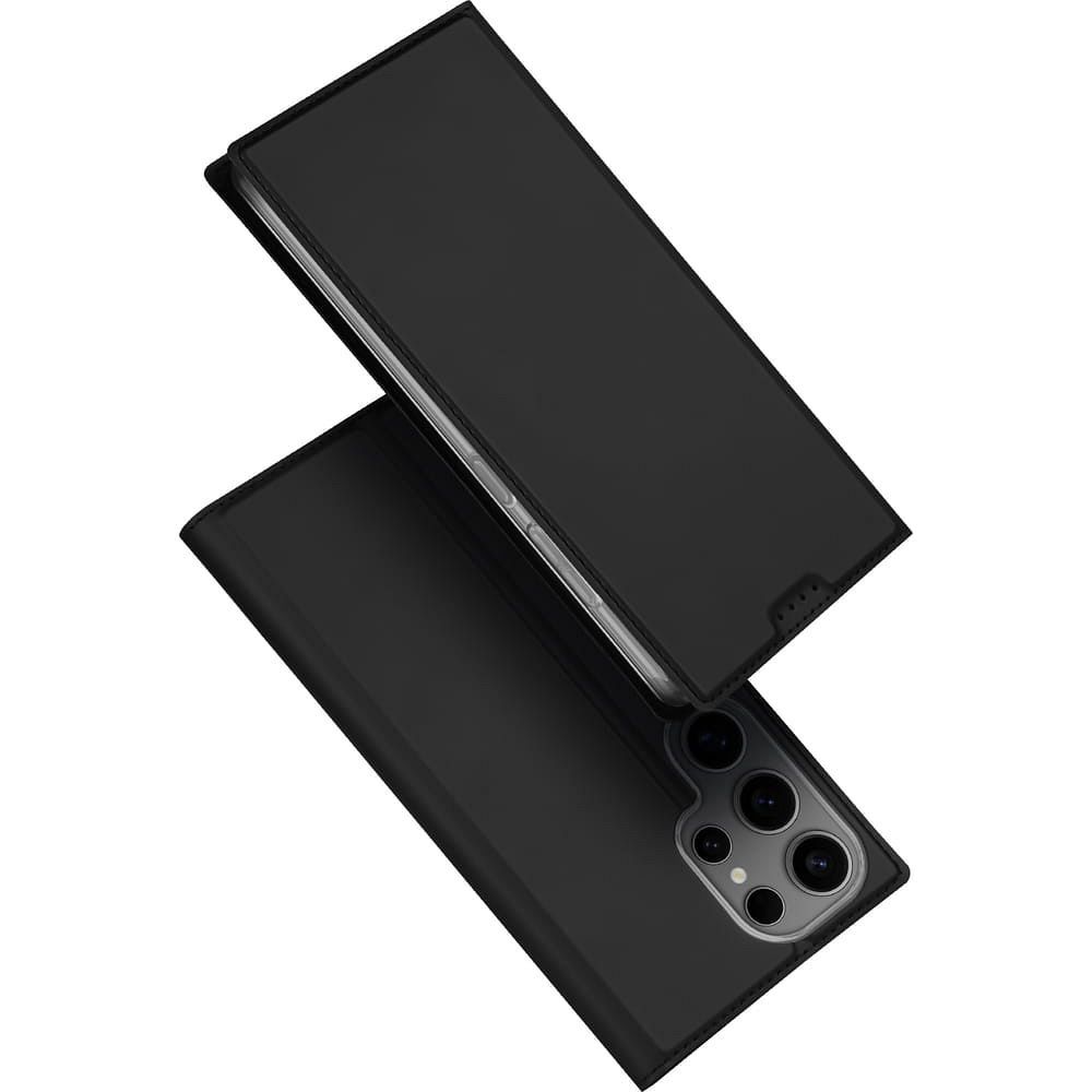 Etui ksi��eczkowe z kieszonk� na karty z podstawk� czarny Samsung Galaxy S25 Ultra