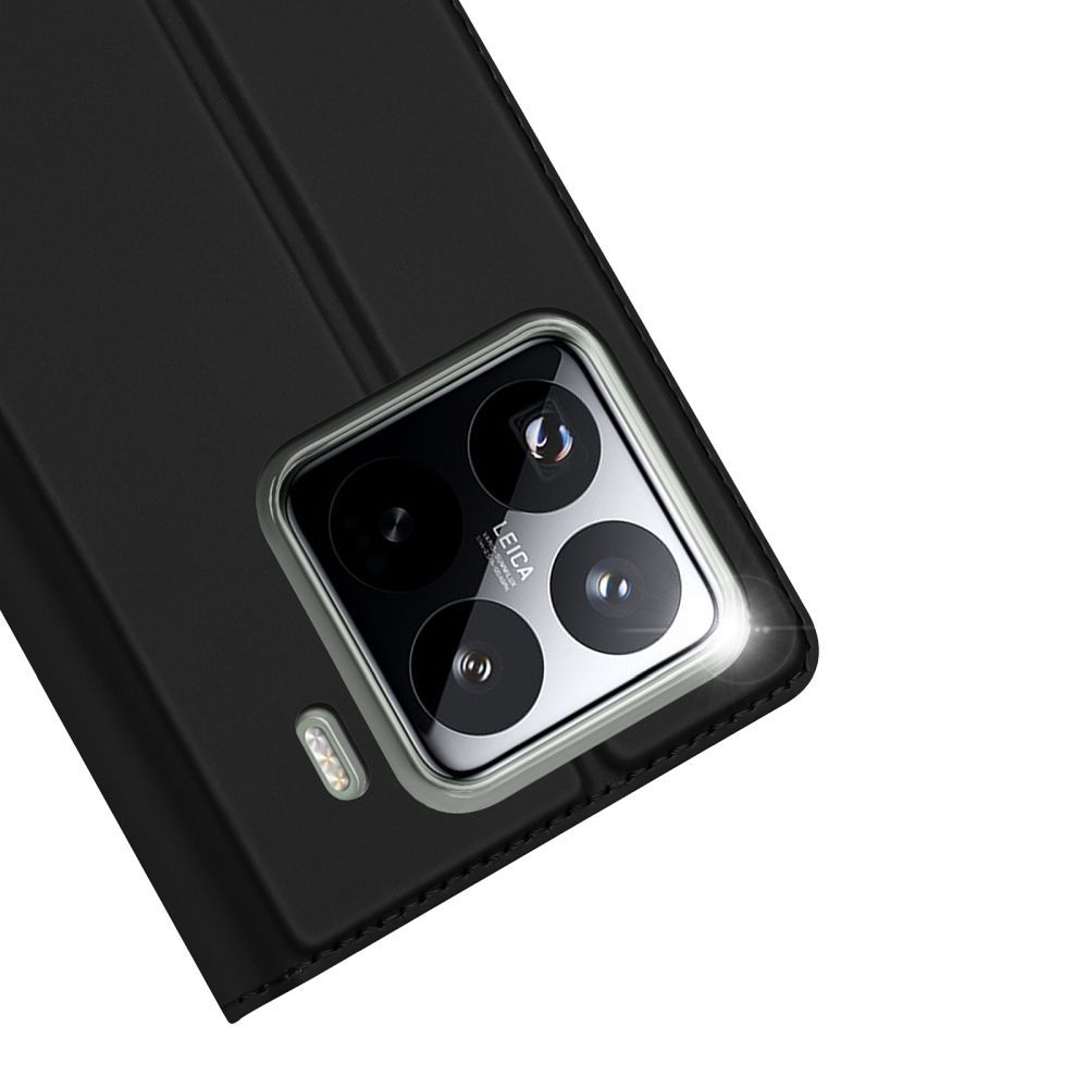 Etui ksi��eczkowe z kieszonk� na karty z podstawk� czarny Xiaomi 15 Pro / 2
