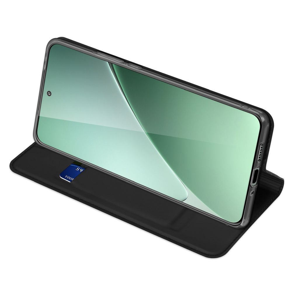 Etui ksi��eczkowe z kieszonk� na karty z podstawk� czarny Xiaomi 15 Pro / 3