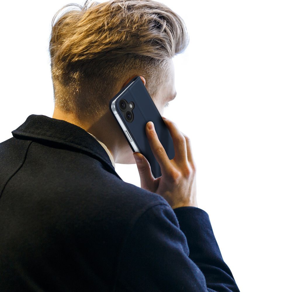 Etui książeczkowe z kieszonką na karty z podstawką niebieski Apple iPhone 16 / 3 Etui książeczkowe z kieszonką na karty z podstawką niebieski Apple iPhone 16 / 3