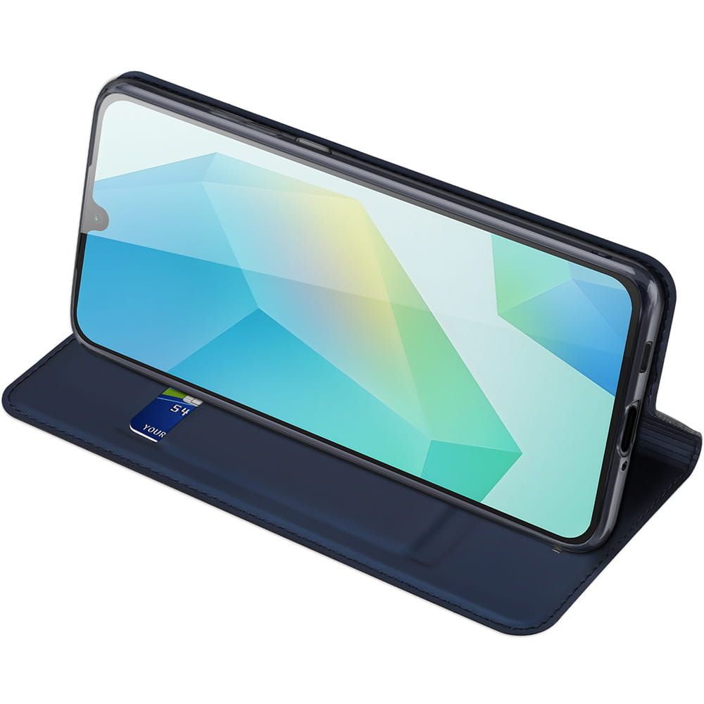 Etui ksi��eczkowe z kieszonk� na karty z podstawk� niebieski Samsung Galaxy A17 / 6