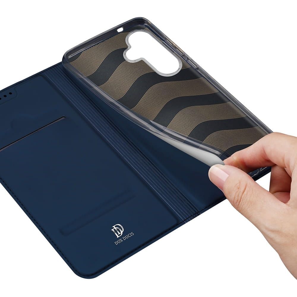 Etui ksi��eczkowe z kieszonk� na karty z podstawk� niebieski Samsung Galaxy S25 / 7