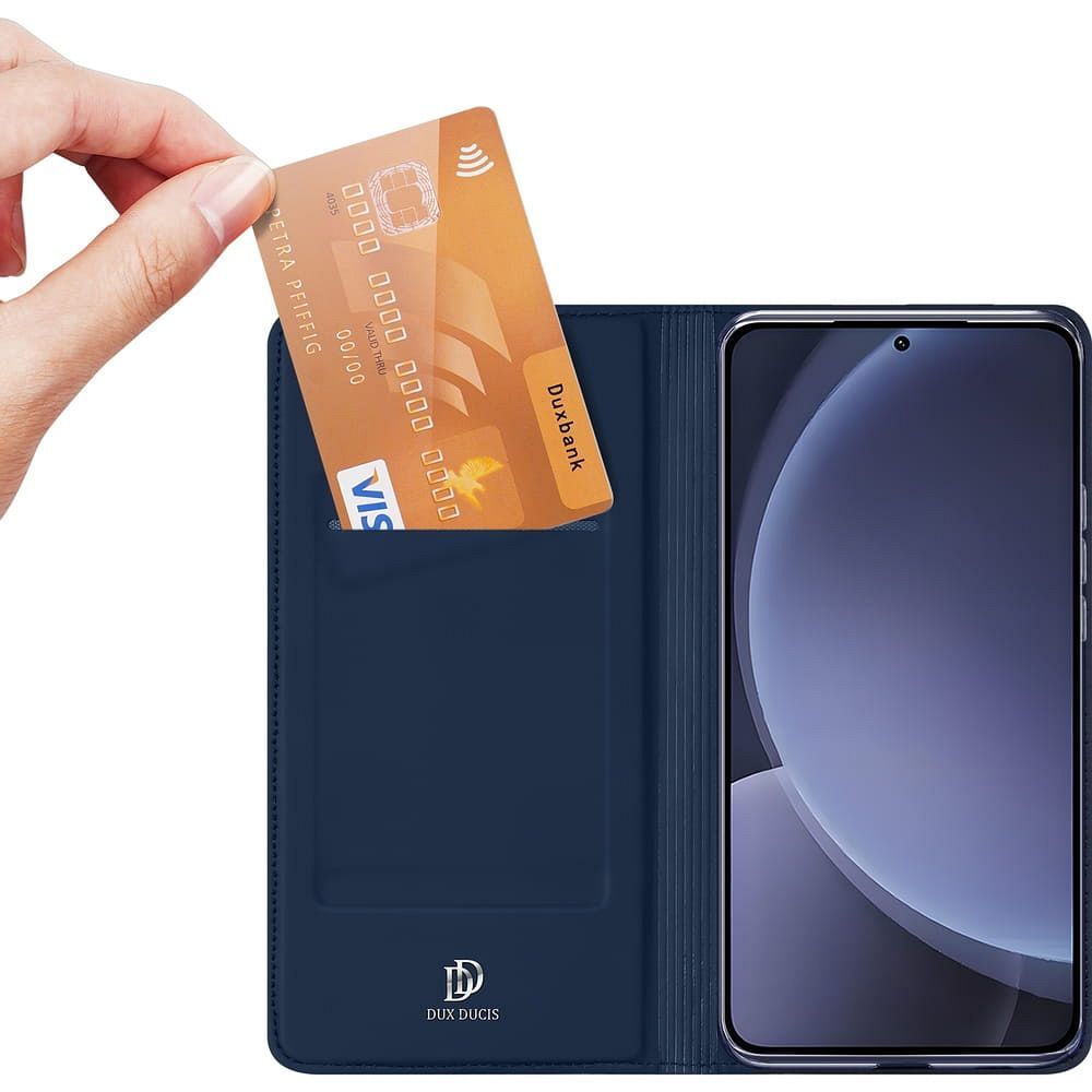 Etui książeczkowe z kieszonką na karty z podstawką niebieski Samsung Galaxy S25 Plus / 9 Etui książeczkowe z kieszonką na karty z podstawką niebieski Samsung Galaxy S25 Plus / 9