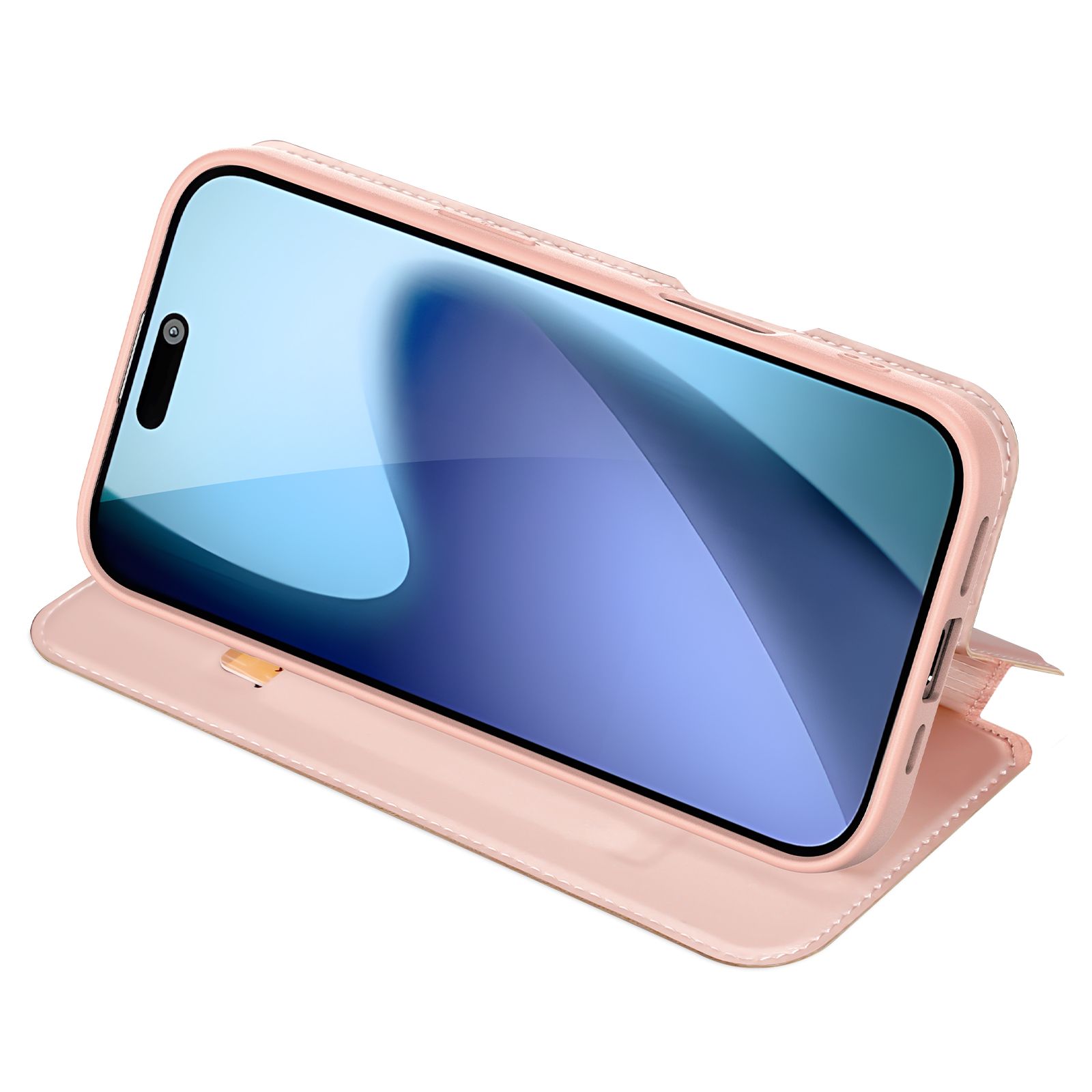 Etui książeczkowe z kieszonką na karty z podstawką różowy Apple iPhone 17 / 3 Etui książeczkowe z kieszonką na karty z podstawką różowy Apple iPhone 17 / 3