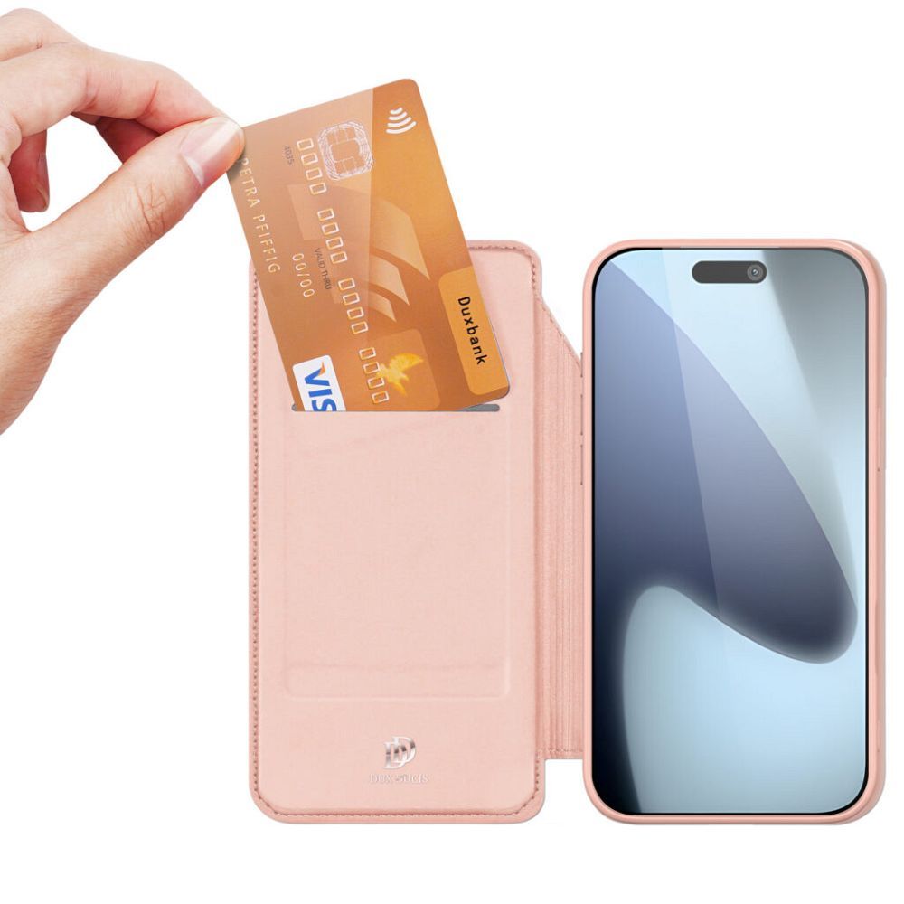 Etui książeczkowe z kieszonką na karty z podstawką różowy Apple iPhone 17 Pro Max / 2 Etui książeczkowe z kieszonką na karty z podstawką różowy Apple iPhone 17 Pro Max / 2