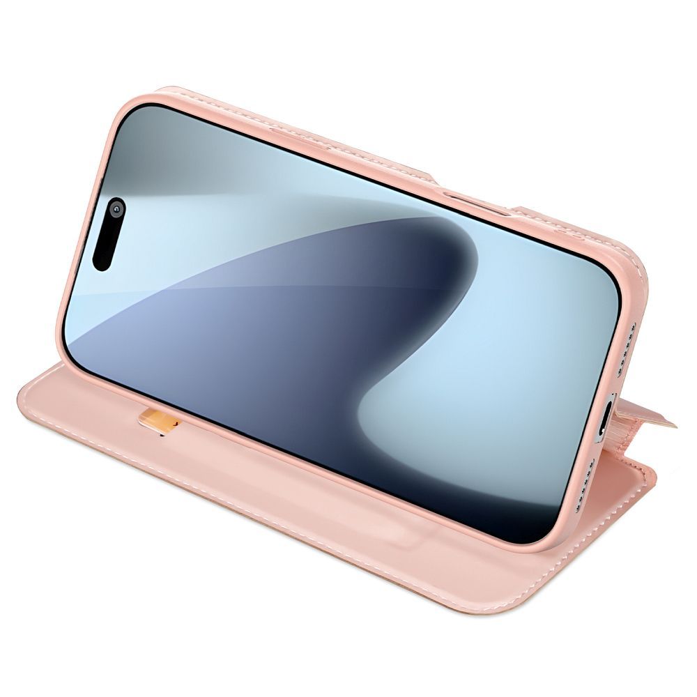 Etui książeczkowe z kieszonką na karty z podstawką różowy Apple iPhone 17 Pro / 5 Etui książeczkowe z kieszonką na karty z podstawką różowy Apple iPhone 17 Pro / 5