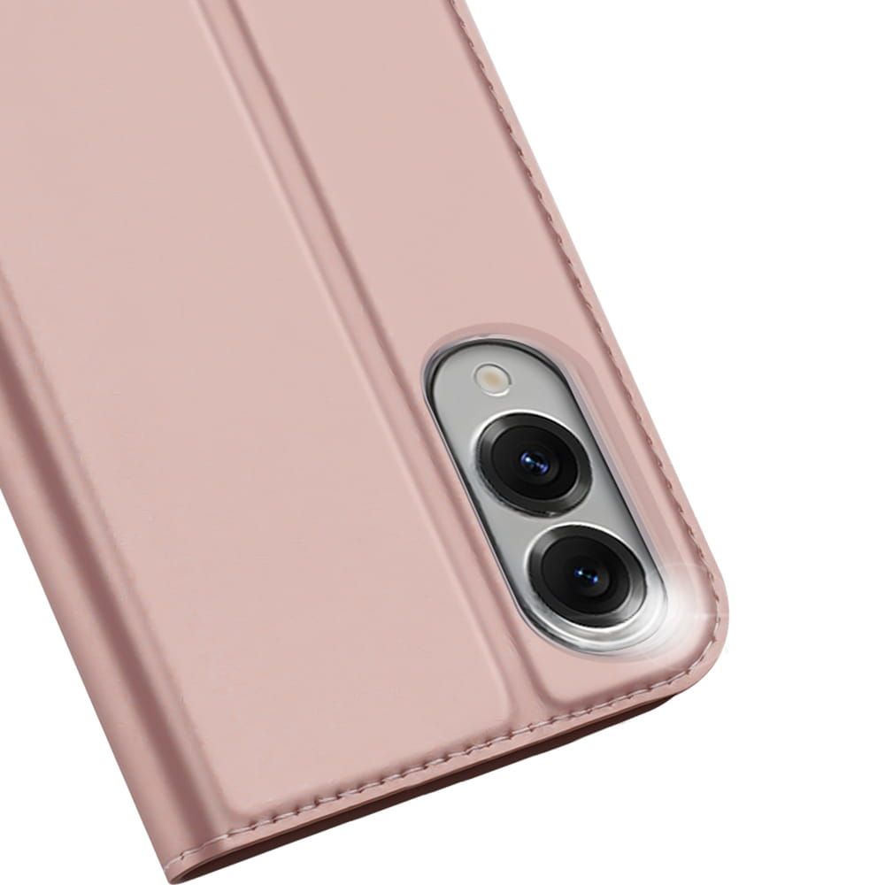 Etui ksi��eczkowe z kieszonk� na karty z podstawk� r�owy Samsung Galaxy S25 Edge / 4