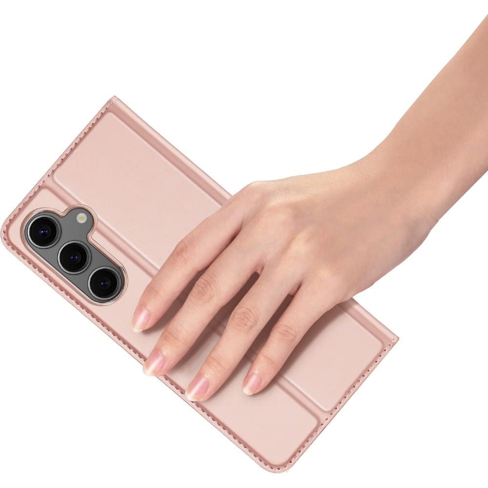 Etui ksi��eczkowe z kieszonk� na karty z podstawk� r�owy Samsung Galaxy S25 / 4