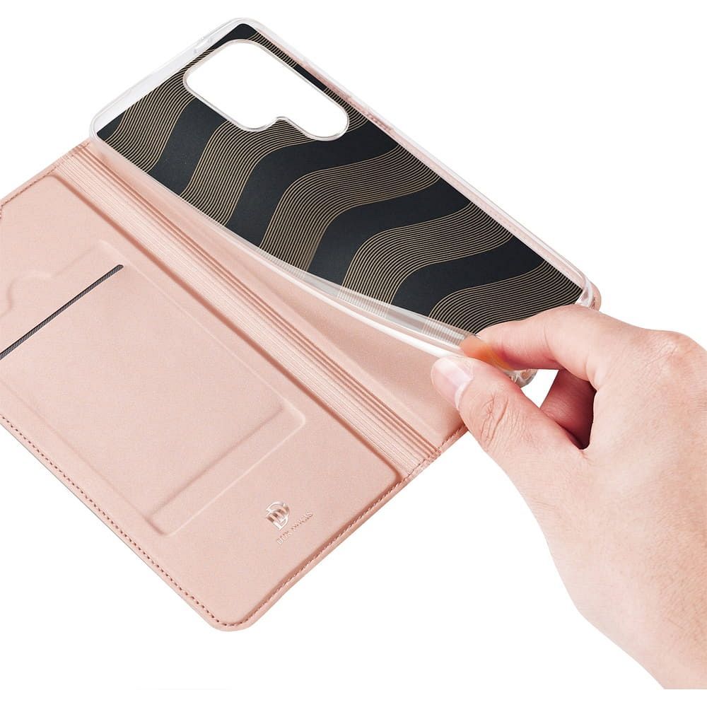 Etui ksi��eczkowe z kieszonk� na karty z podstawk� r�owy Samsung Galaxy S25 Ultra / 9