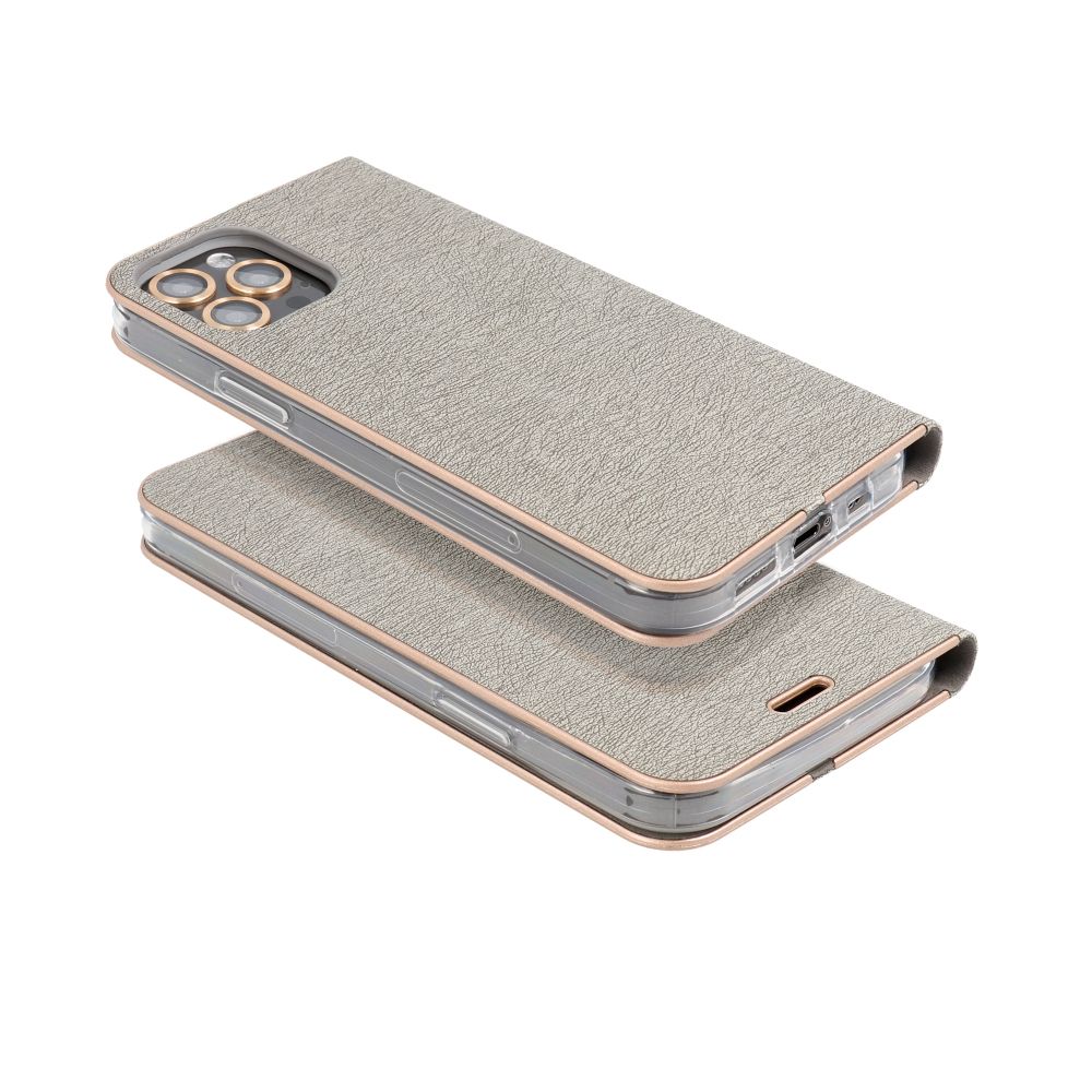 Etui książeczkowe z podstawką z kieszonką na kartę srebrny Samsung Galaxy A27 5G / 4 Etui książeczkowe z podstawką z kieszonką na kartę srebrny Samsung Galaxy A27 5G / 4