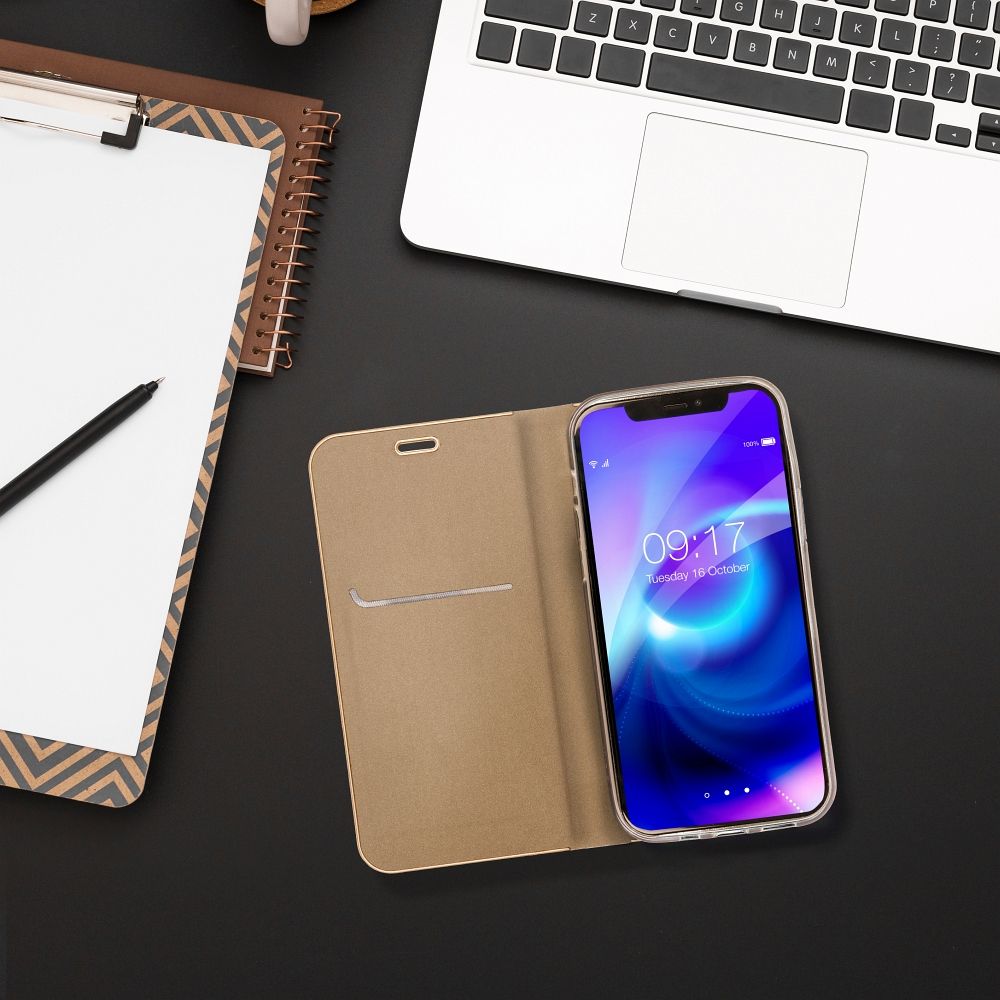 Etui ksi��eczkowe z podstawk� z kieszonk� na kart� z�oty Samsung Galaxy A27 5G / 6