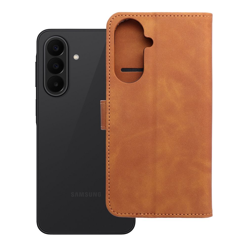 Etui książeczkowe z zapięciem na magnes portfelowe brązowy Samsung Galaxy A27 5G Etui książeczkowe z zapięciem na magnes portfelowe brązowy Samsung Galaxy A27 5G
