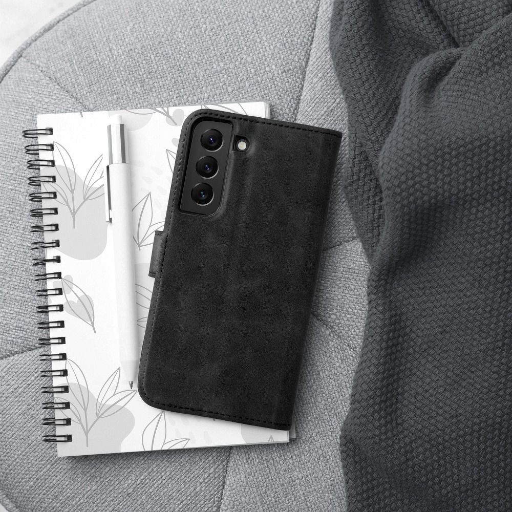 Etui książeczkowe z zapięciem na magnes portfelowe czarny Samsung Galaxy A22 LTE / 3 Etui książeczkowe z zapięciem na magnes portfelowe czarny Samsung Galaxy A22 LTE / 3