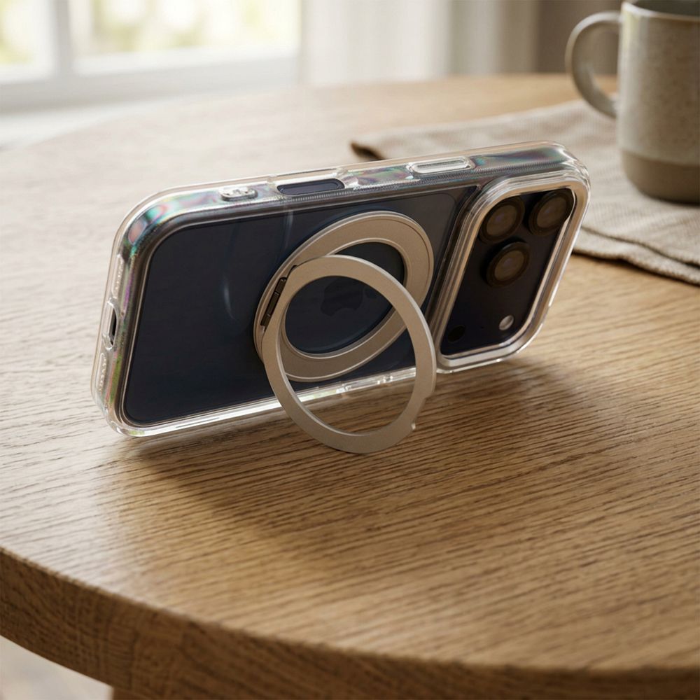 Etui na ty� MagSafe przezroczyste z podstawk� Frame Circle Stand Apple iPhone 17 / 3