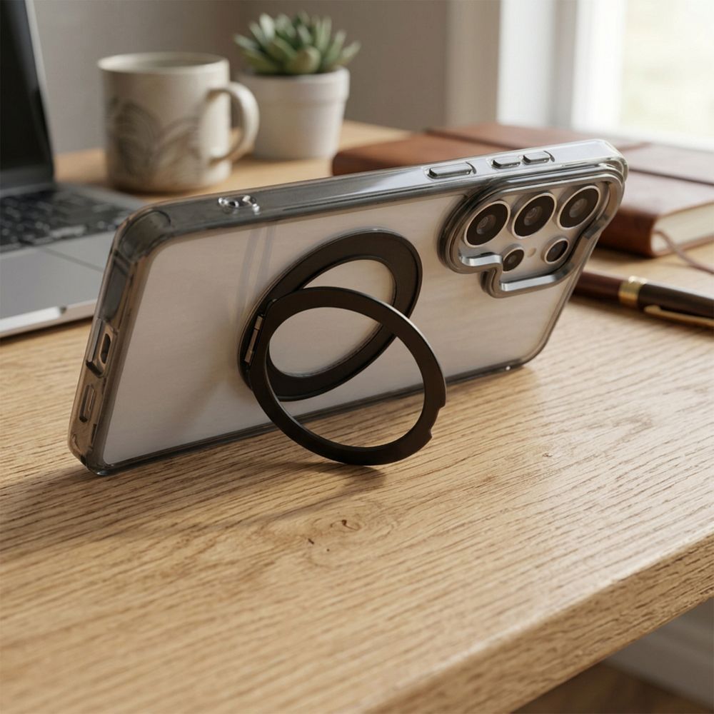 Etui na ty� MagSafe przezroczyste z podstawk� Frame Circle Stand Samsung Galaxy A17 / 3