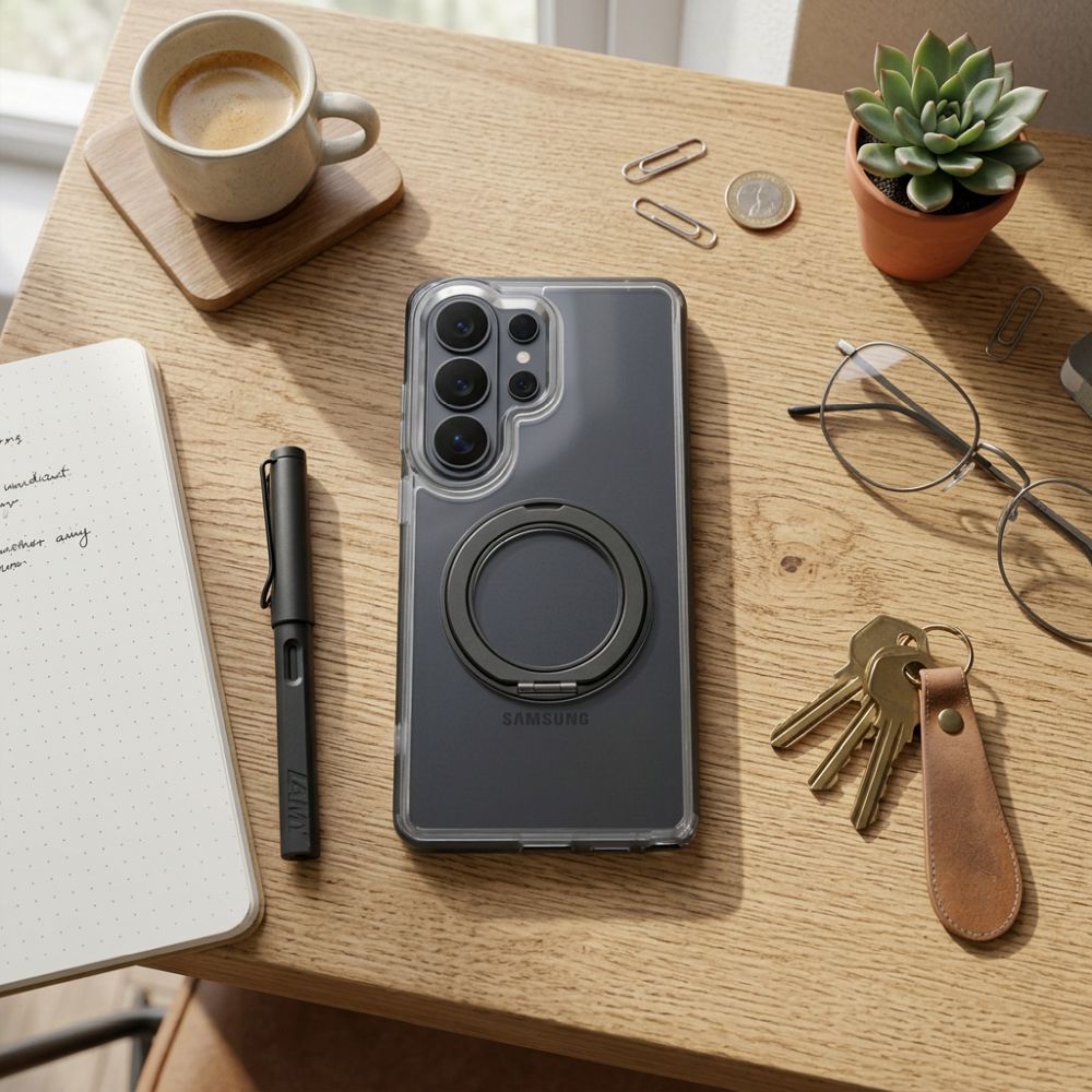 Etui na ty� MagSafe przezroczyste z podstawk� Frame Circle Stand Samsung Galaxy A17 / 4