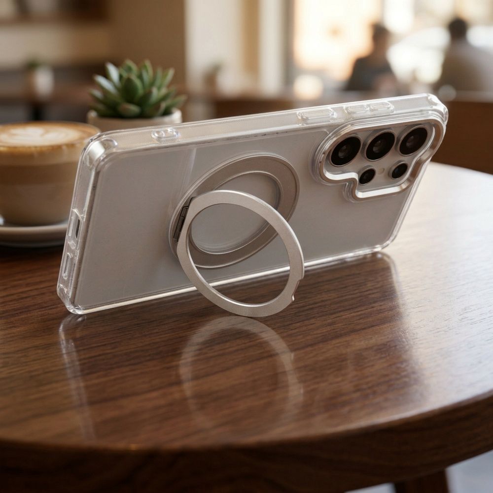 Etui na ty� MagSafe przezroczyste z podstawk� Frame Circle Stand Samsung Galaxy A27 5G / 3
