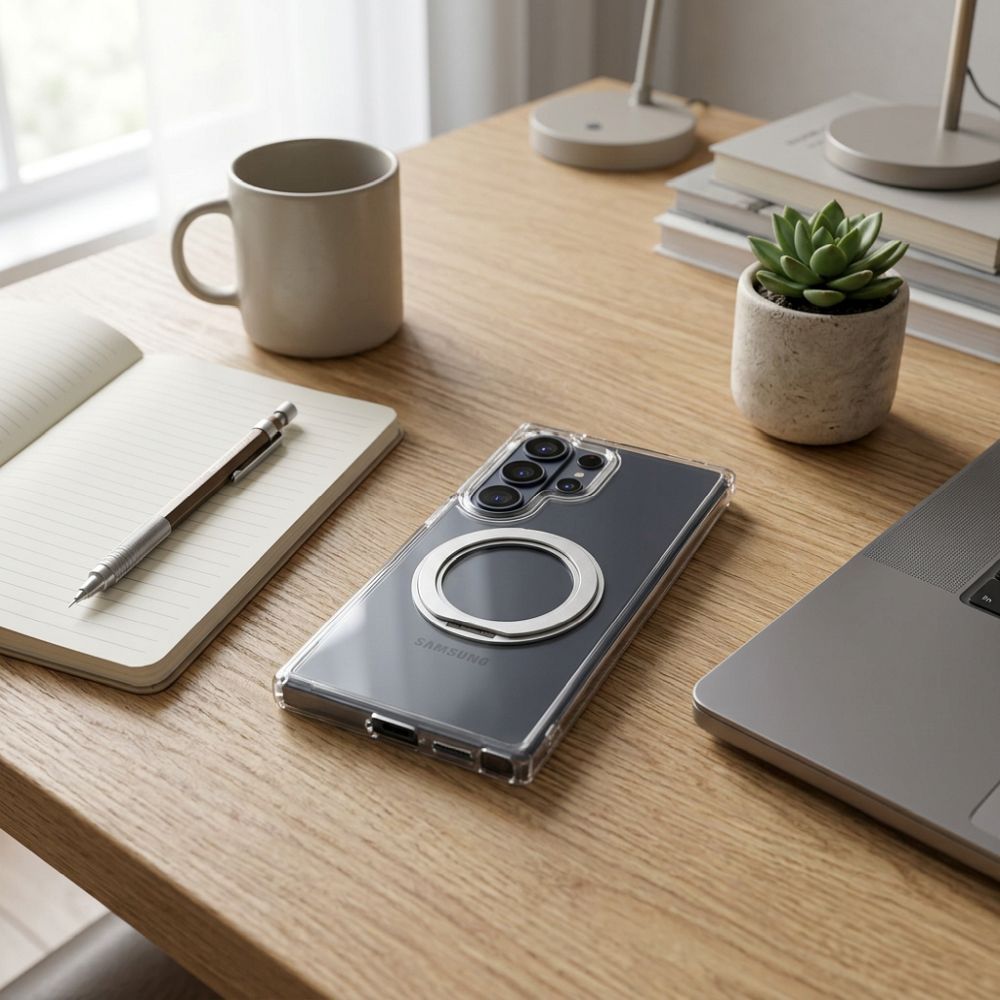 Etui na ty� MagSafe przezroczyste z podstawk� Frame Circle Stand Samsung Galaxy A27 5G / 4