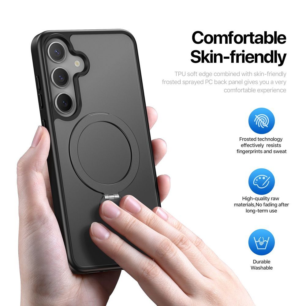 Etui na tył MagSafe z funkcją podstawki i ringiem czarny Samsung Galaxy S25 / 4 Etui na tył MagSafe z funkcją podstawki i ringiem czarny Samsung Galaxy S25 / 4