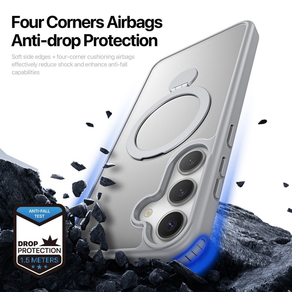 Etui na tył MagSafe z funkcją podstawki i ringiem szary Samsung Galaxy S25 Plus / 3 Etui na tył MagSafe z funkcją podstawki i ringiem szary Samsung Galaxy S25 Plus / 3