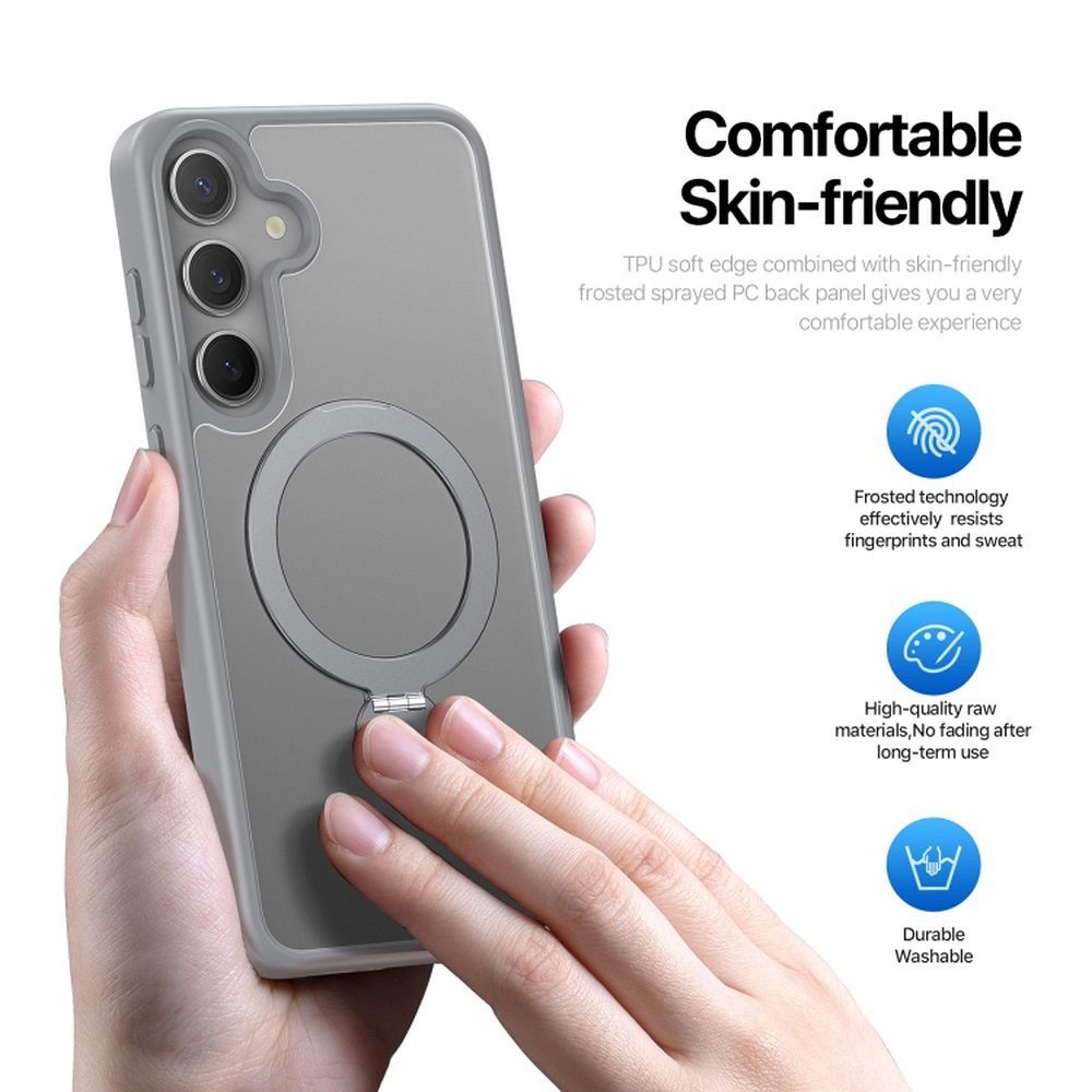 Etui na tył MagSafe z funkcją podstawki i ringiem szary Samsung Galaxy S25 Plus / 6 Etui na tył MagSafe z funkcją podstawki i ringiem szary Samsung Galaxy S25 Plus / 6