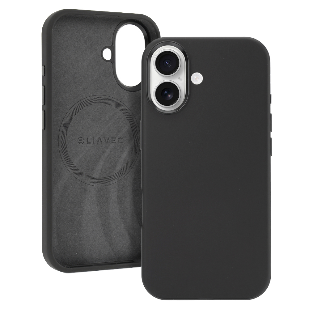 Etui na tył MagSafe z osłoną aparatu silikonowe Liavec Silky czarny Apple iPhone 17 Etui na tył MagSafe z osłoną aparatu silikonowe Liavec Silky czarny Apple iPhone 17