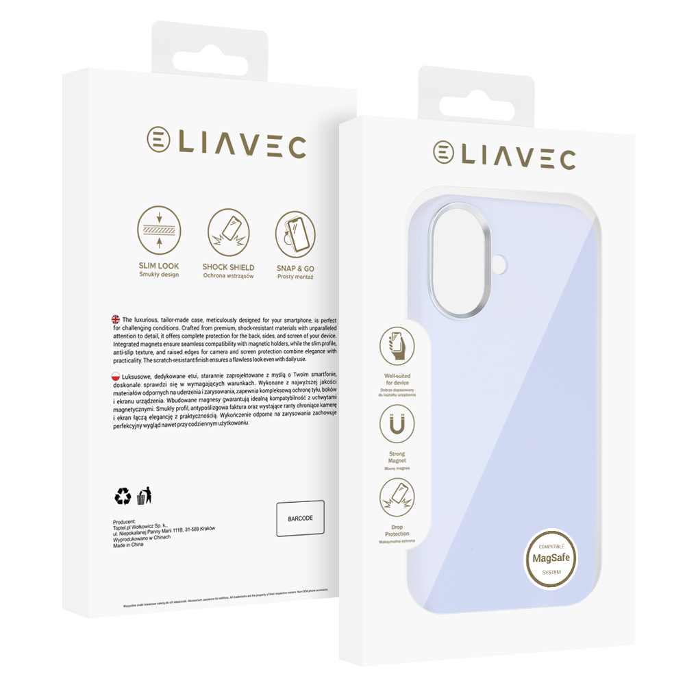 Etui na tył MagSafe z osłoną aparatu silikonowe Liavec Silky niebieski Apple iPhone 17 / 5 Etui na tył MagSafe z osłoną aparatu silikonowe Liavec Silky niebieski Apple iPhone 17 / 5