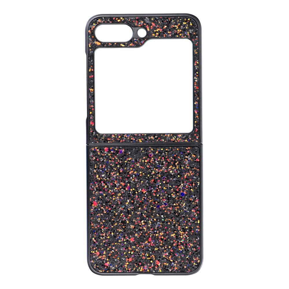 Etui na ty� z os�on� aparatu silikonowe brokatowe czarny Samsung Galaxy Z Flip 5