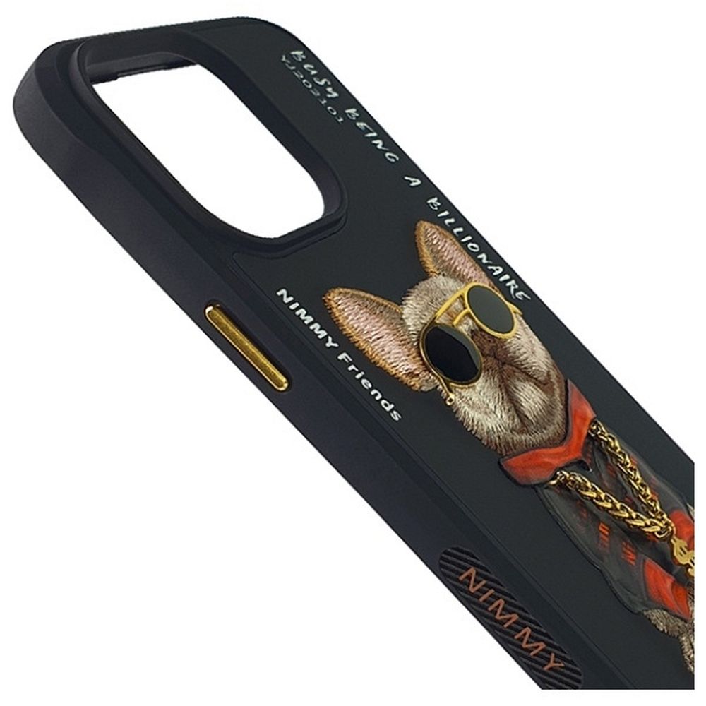 Etui na ty� z os�on� aparatu silikonowe z nadrukiem czarny Apple iPhone 15 Pro / 8