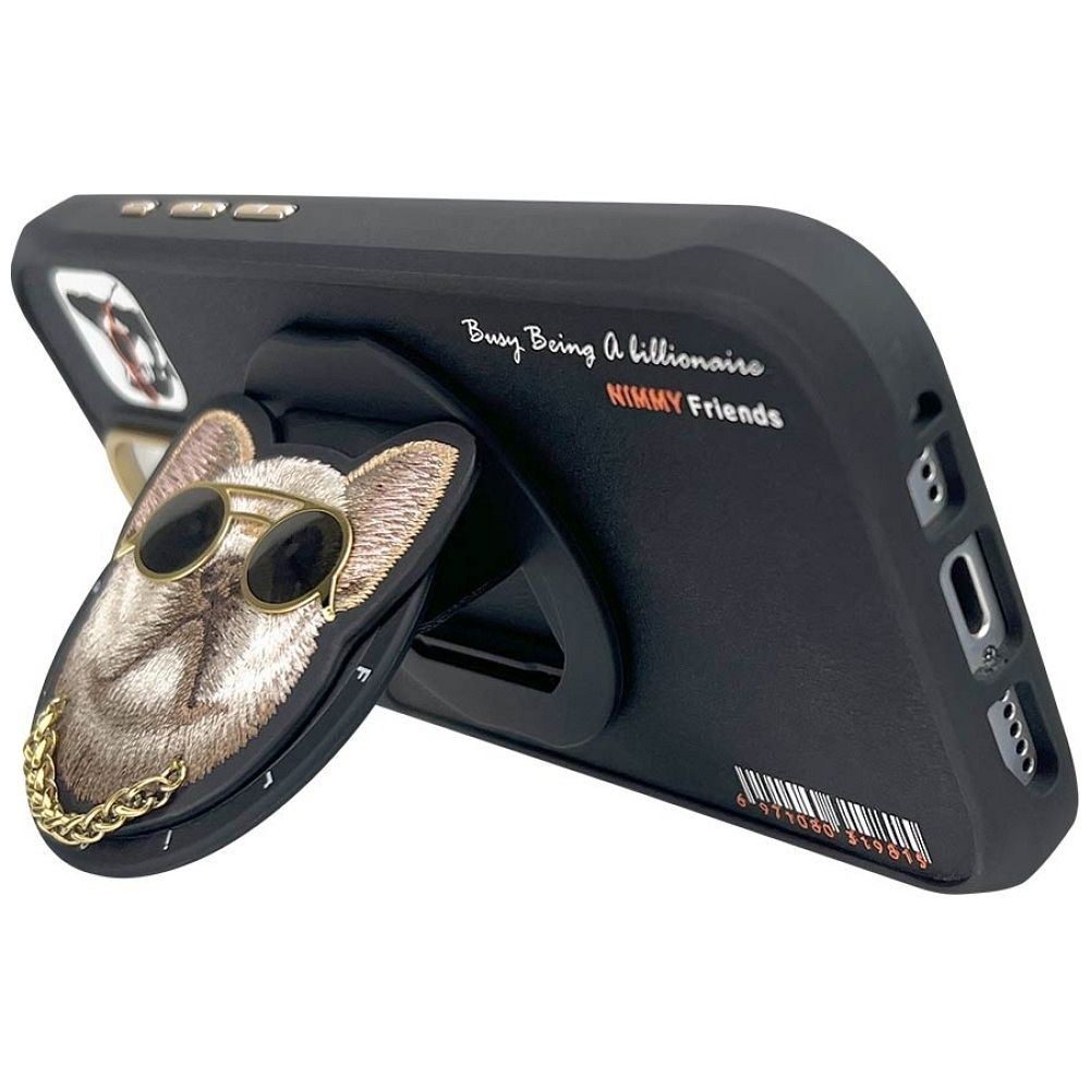 Etui na tył z osłoną aparatu silikonowe z nadrukiem czarny Apple iPhone 16 Pro Max / 2 Etui na tył z osłoną aparatu silikonowe z nadrukiem czarny Apple iPhone 16 Pro Max / 2