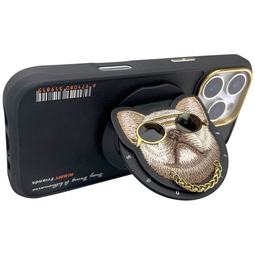 Etui na tył z osłoną aparatu silikonowe z nadrukiem czarny Apple iPhone 16 Pro Max / 6 Etui na tył z osłoną aparatu silikonowe z nadrukiem czarny Apple iPhone 16 Pro Max / 6