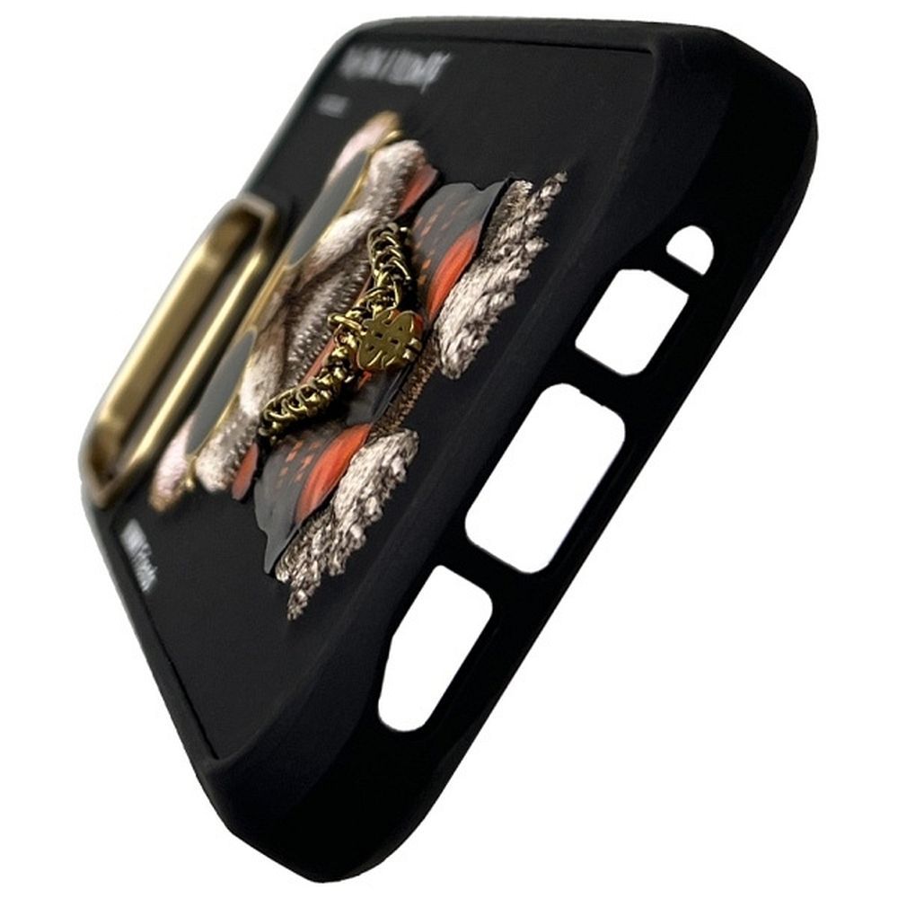 Etui na tył z osłoną aparatu silikonowe z nadrukiem czarny Apple iPhone 16 Pro Max / 6 Etui na tył z osłoną aparatu silikonowe z nadrukiem czarny Apple iPhone 16 Pro Max / 6