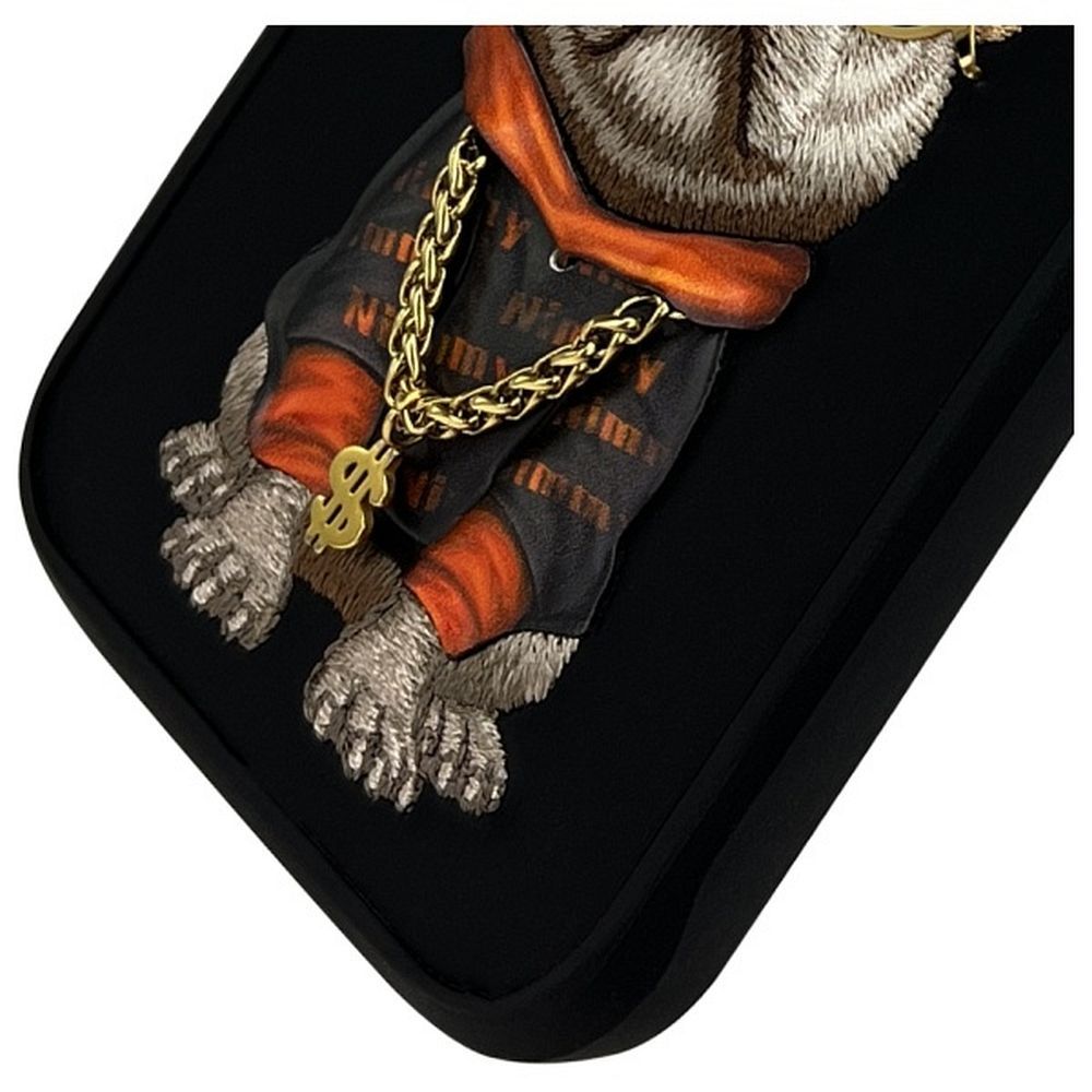 Etui na ty� z os�on� aparatu silikonowe z nadrukiem czarny Apple iPhone 16 Pro / 4